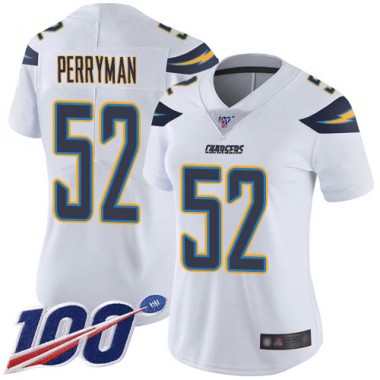 Los Angeles Chargers NFL Football Denzel Perryman White Jersey Women Limited 52 Road 100th Season Vapor Untouchable